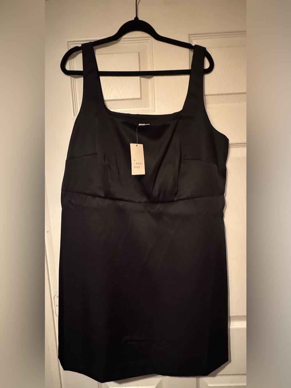 NWT A New Day Black Satin Feel Party Dress w/ side zip